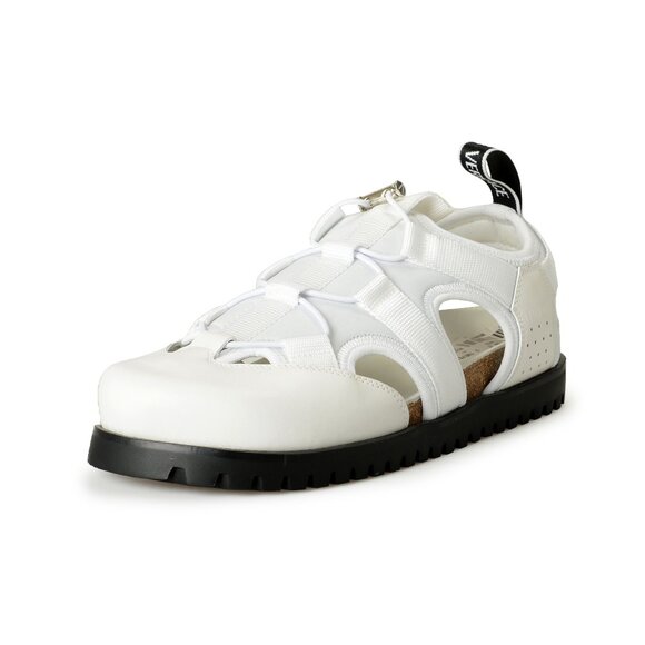 Versace Men's White Canvas & Leather Sandals Shoes US 7.5 IT 40.5